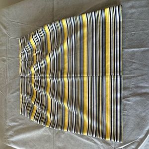 Ann Taylor pencil mini striped skirt, elastic waist band with zipper up the back